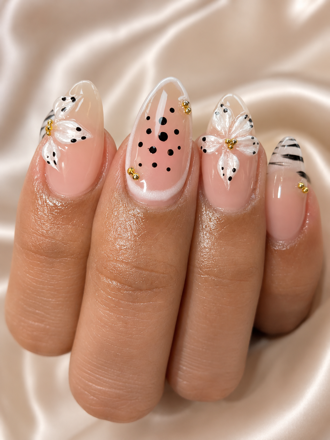 White Floral & Polka Dot Elegance
